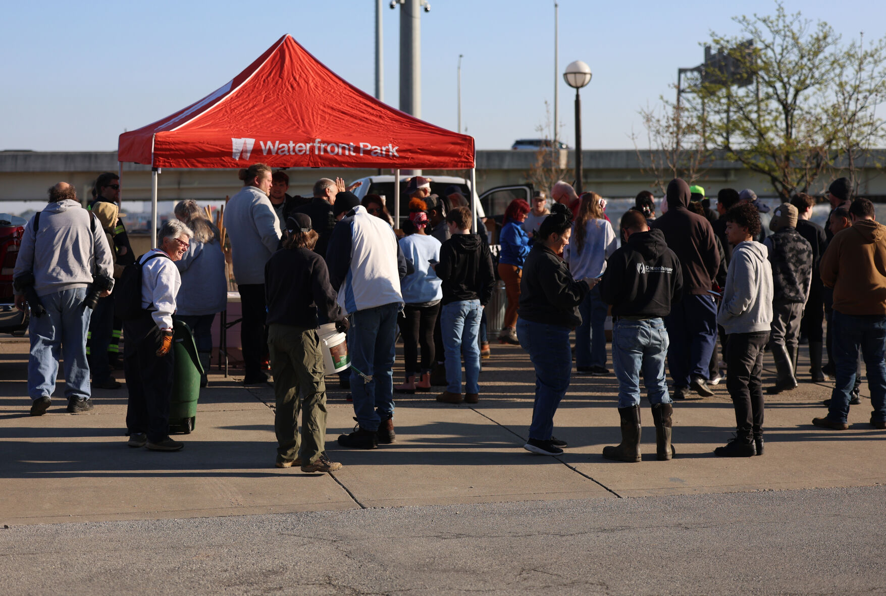 Volunteers sign up at Waterfront Park